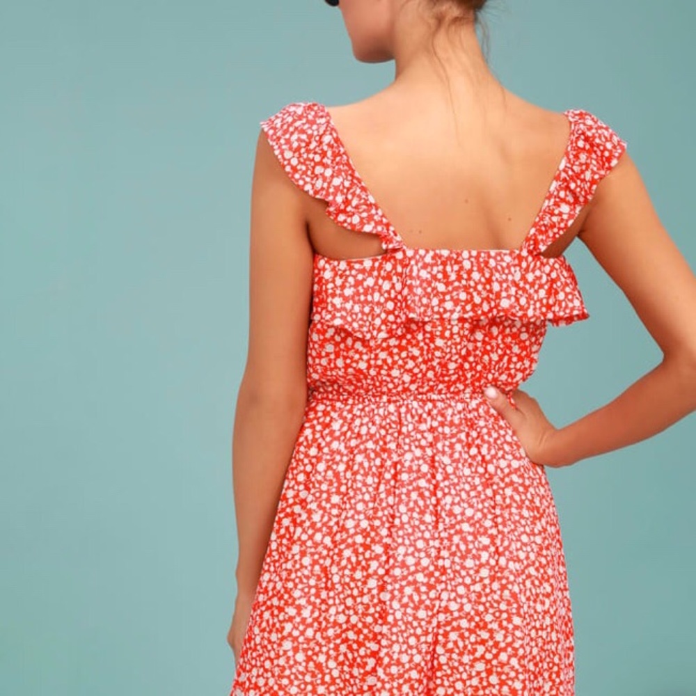 Moon River Dottie red floral dress